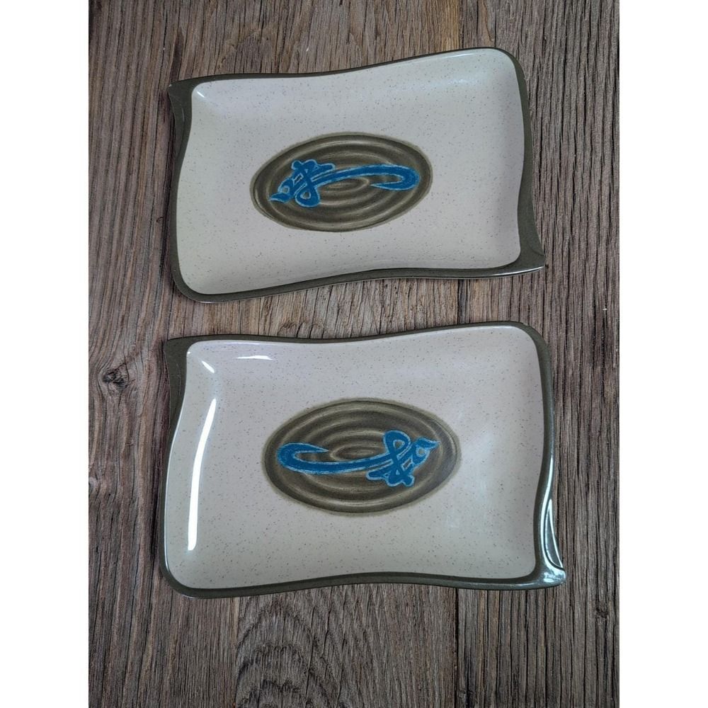 Tai Hong Wei Ware No 1609 Two 8" X 5" Rectangular Sushi Appetizer Plates (2)